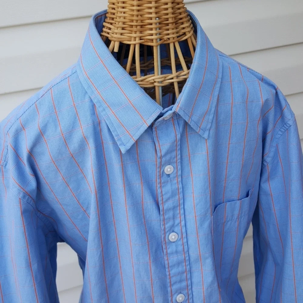J.CREW Blue w/Orange Windowpane L/S Button-Down Shirt Size 16-16.5